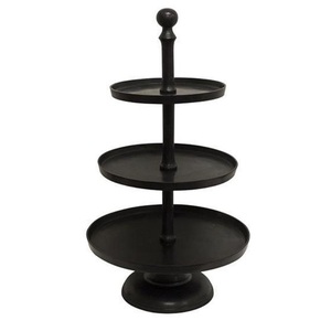 Elegante soporte escalonado para tartas con base de pedestal de soporte multicapa y acabado negro mate para celebración de cumpleaños - Product Image 6