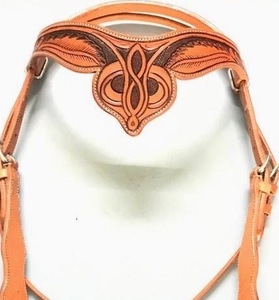 Vente en gros de qualité supérieure en cuir d'équitation personnalisé tirette latérale faite à la main de l'Ouest avec sculpture de couleur - Product Image 1