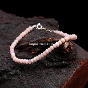 Nouveau Bracelet de perles lisses en opale rose, bijoux de yoga et de méditation minimalistes, bijoux en pierre péruvienne, - Product Image 2