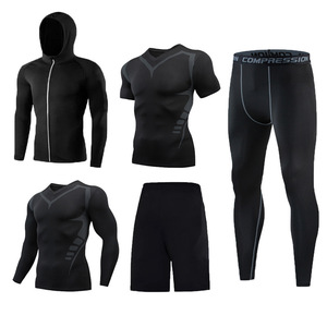 Pure Black Thermo Underwear Hombres Fitness Training Tight Compression Sportswear Trajes Conjuntos - Product Image 3