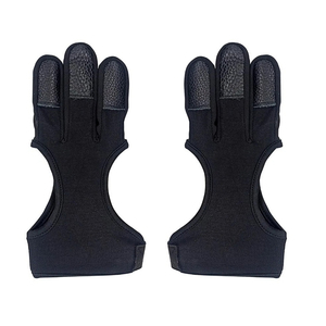 Guantes protectores de Tiro con Arco cruzado para adultos Guantes de cuero de tres dedos para deportes al aire libre - Product Image 1