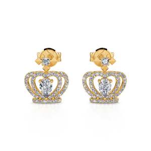 Boucles d'oreilles pendantes Jeulia Queen Crown Pear Cut - Argent sterling plaqué or rose avec quartz - Product Image 1