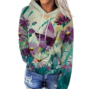 Servicio OEM Sublimación personalizada Impresión de flores Sudaderas con capucha Sublimación de poliéster para mujeres Sudaderas con capucha - Product Image 6