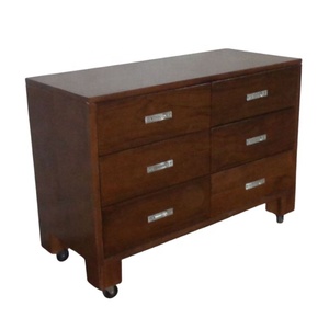 Armoire de chambre à coucher fonctionnant également comme table de chevet, commode en teck pour aménager une maison minimaliste. - Product Image 2