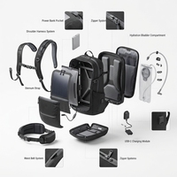 Sac à dos de randonnée à chargement solaire avec port USB, grande capacité, sac de voyage extérieur pour le cyclisme, le camping et la randonnée
