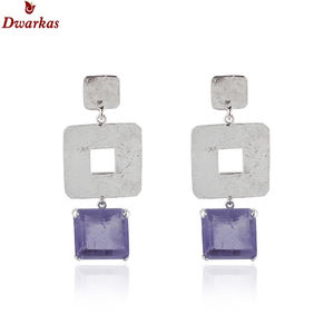 Proveedor, venta al por mayor, pendiente de Plata de Ley 925, piedra preciosa muy Perry de cuarzo, pendiente de martillo doble, joyería - Product Image 2
