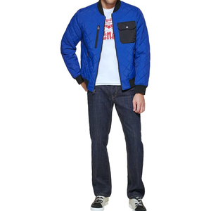 2025 nueva chaqueta informal de manga larga con cremallera estampada personalizada para hombre, chaqueta de bombardero con patrón de diamantes con forro grueso Vintage para hombre - Product Image 4