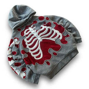 Fabricant OEM Nouveauté Applique Broderie Coton Flocage Lourd Streetwear Qualité Premium Sweats à Capuche 500 GSM Pour Hommes - Product Image 4