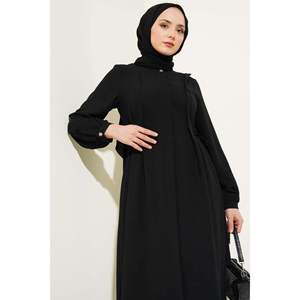 Robe boutonnée à nouer sur le côté Noir - Product Image 3