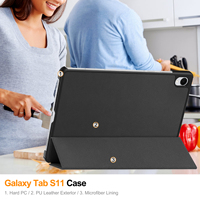 Étui rigide OMEVE pour Samsung Galaxy Tab S11 11 pouces SM-X730, fin, intelligent, en cuir PU, avec support pliable, antichoc, pour tablette