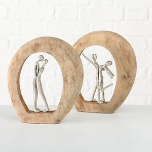 Ensemble de sculptures d'arbre de Noël moderne avec un design d'arbre en aluminium artisanal sur une base en bois massif, décoration de table festive pour les fêtes - Product Image 3