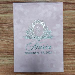 Blush Rose Argent Feuille Logo <span class=keywords><strong>Couronne</strong></span> A7 Enveloppes <span class=keywords><strong>De</strong></span> Velours Verticales pour Invitations <span class=keywords><strong>De</strong></span> Mariage 5x7 Enveloppes <span class=keywords><strong>De</strong></span> Quinceanera En Velours Bourgogne - Product Image 2