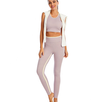 Ensemble de vêtements de fitness sans couture 2 pièces pour femme Short de sport à imprimé asymétrique avec logo avant et taille Yoga respirant 100% nylon