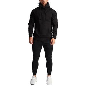 2024 moda de los hombres de peso pesado de poliéster chándal con capucha conjunto de 2 piezas de diseño liso para el invierno al por mayor - Product Image 4