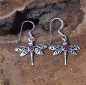 925 argent Sterling rubis pierres précieuses boucles d'oreilles bijoux à la main en argent Boho Style boucles d'oreilles bijoux pour femmes cadeau de mariage pour femme - Product Image 3