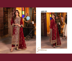 Jannat Mirza Presenta el Vestido de 3 Piezas de Seda Trenzada Bordada de Asim Jofa, Cosido por Ssumaira Collection - Product Image 3