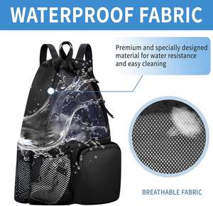 Quick Dry Swimming Mesh Drawstring <b>Bag</b> Lightweight Breathable Beach & Pool Storage Sack Durable Mesh <b>Swim</b> Drawstring Backpack - Product Image 4
