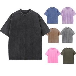 Lavado ácido 100% algodón estampado bordado 230gsm algodón pesado liso en blanco camiseta Unisex para hombres - Product Image 2