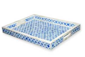 Plateaux de service en nacre bleue en gros pour hôtels et restaurants, plateaux en os incrusté, articles de cuisine, décorations indiennes, artisanat - Product Image 4
