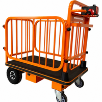 Chariot à main électrique robuste et durable à quatre roues, pliable, en métal, avec garde-corps, hauteur réglable, chariot industriel, outils de shopping
