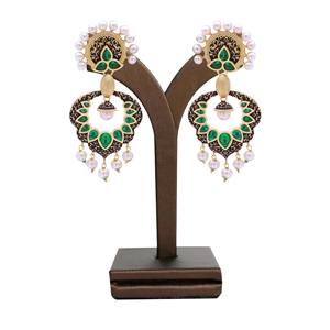 Elegant AD <b>Gold</b>-Plated Traditional AD <b>Dangle</b> <b>Earrings</b> Custom Fashion Jewelry for Party Antique Imitation Jewelry Export Supplier - Product Image 1