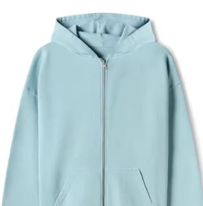 Full Zip Mens Hoodie with Ribbed Hem Soft Cotton Hoodie <b>Jacket</b> for Men Zipper Front <b>Thick</b> Fabric OEM Manufacturer - Product Image 6