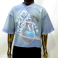 T-shirt en coton de marque personnalisée, vêtements lourds pour hommes, impression sérigraphique, lavage à l'acide, t-shirt pour hommes, t-shirt graphique de luxe, t-shirt ample et court