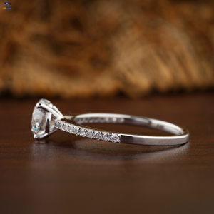 1,43 TDW Redondo Corte brillante Pave Ajuste Diamante Anillo Oro blanco Certificado/Diamante no certificado | Cvd/Hpht Diamond Lab Ston - Product Image 3