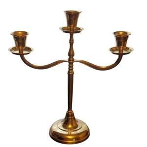Elegance 3 Arm Brass <b>Candelabra</b> Candle Holder With Mother Of Pearl Inlay Vintage Gold Finish Metal Candlestick For Wedding Use - Product Image 5