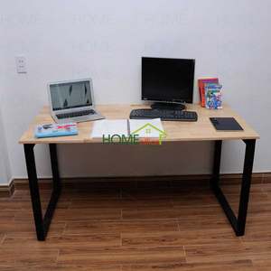 BNVCN78004 - Ensemble de table minimaliste moderne en bois de caoutchouc de 1,4 m x 70 cm avec pieds en fer 25x50 cm, assemblage requis - Product Image 2