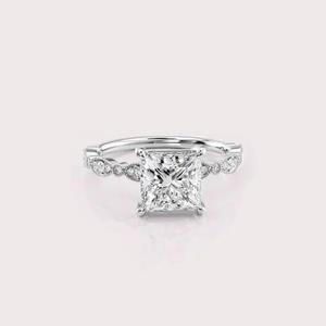 IGI Certified Princess Shape Lab Created Diamond Engagement Ring <b>Solid</b> 925 Sterling <b>Silver</b> Vintage Style Ring - Product Image 1