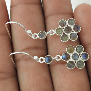 Joyería de mujer, de Plata de Ley 925 pendientes de aro, piedras preciosas de labradorita azul Natural, pendientes de moda para mujer, joyas indias al por mayor - Product Image 4