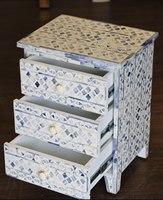 Commode à tiroirs en résine avec incrustations de os, fabriquée à la main, prix de gros, pour la décoration intérieure, rangement élégant, style bohème pour salon, organisateur de bureau