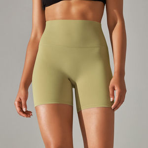 Pantalones cortos de gimnasio de compresión de cintura alta para mujer con diseño de entrenamiento de levantamiento de glúteos Conjunto de sujetador de cintura media que absorbe la humedad sin costuras Scrunch - Product Image 6