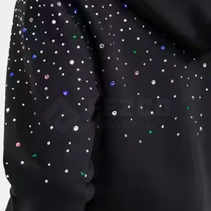 Sudaderas con capucha para hombre con logotipo impreso personalizado con diamantes de imitación, diseño de color único para ropa de calle, cuello con capucha de secado rápido para invierno - Product Image 6