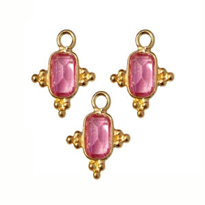 Dainty Tourmaline Rose Naturelle Rectangle à Facettes Taille 6x4mmTaille 925 Argent Sterling Or Vermeil Lunette Ensemble Pendentif Fantaisie - Product Image 1