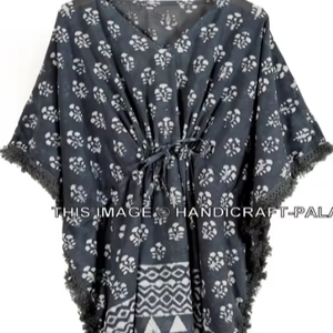 Fabricant de Kimono en Coton Indien Long Robe Kaftan Imprimé Vêtements pour Femmes Designer Coton Kaftans - Product Image 1