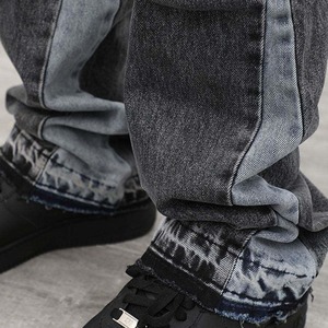 Custom <b>Men's</b> Summer <b>Flared</b> <b>Jeans</b> High Street Style Patchwork Loose Hip Hop Denim Pants Washed <b>Jeans</b> - Product Image 5