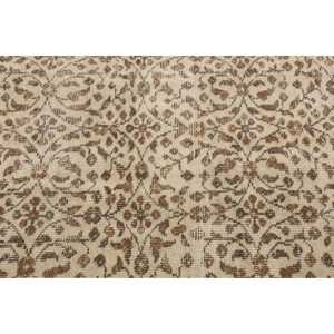 Turkish Vintage Rug 5.6x9.4 ft, <b>Brown</b> Floral <b>Wool</b> Rug - Product Image 5