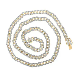 Novo Estilo Rodada Natural Diamante Puro Sólido 14k 18k Corrente Cubana De Ouro Totalmente Ice Out Cubano Link Chain Hip Hop Jóias Colar De Ouro