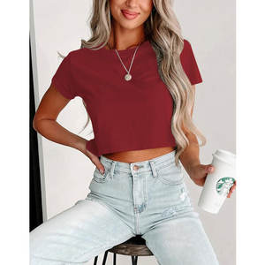 เสื้อยืดเอวลอยสำหรับผู้หญิงผ้าคอตตอนพิมพ์โลโก้แห้งเร็วแขนสั้นระบายอากาศลำลองสำหรับฤดูร้อนเป็นมิตรต่อสิ่งแวดล้อม - Product Image 2