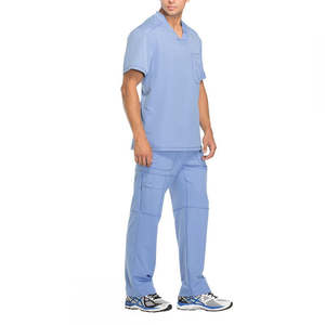 Alta calidad antiarrugas su propia marca Scrubs médico elástico uniforme para hombre Scrub Set médico Scrubs Top y pantalones - Product Image 2