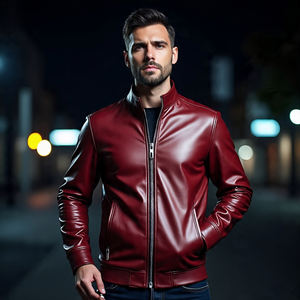 Vestes de moto en cuir de mouton véritable pour hommes, support personnalisable | Vêtements d'extérieur respirants imperméables à fermeture éclair multiple - Product Image 4