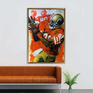 Arte en lienzo motivacional de Jerry Rice, arte impreso para gimnasio, con marco dorado - Product Image 1