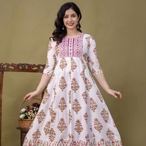 Anarkali con Estampado de Rayón, Vestido Indio Festivo y de Fiesta, Estilo Tradicional de Vestido Largo, Kurta Anarkali para Mujer, Regalo para Ella - Product Image 1