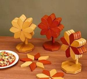 Sous-verre en bois d'arbre, dessous de plat en bois artisanal pour table, utilisation en cuisine, Vietnam par 99 Gold Data - Mme Violet - Product Image 5