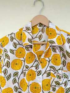 Pyjama de luxe indien exclusif 100% coton fait main, imprimé floral, élégant et décontracté pour le printemps et l'été, ODM - Product Image 3