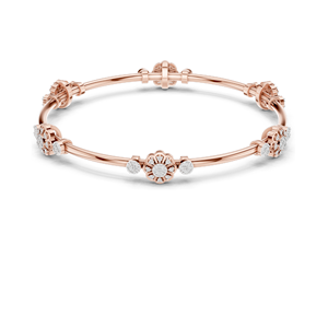 0.816 CT Lab Diamond Floral <b>Bangle</b> <b>Bracelet</b> Round Brilliant Cut 10KT, 14KT, 18KT Gold & 925 Silver Rose, Yellow, White - Product Image 4