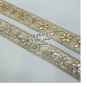 Cordones bordados a máquina hechos a medida con diseños florales y siete opciones multicolores para vestidos de novia y prendas de mujer. - Product Image 5