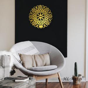 Horloge murale moderne Art Déco en quartz, 60 cm, cadre en acier/bois, design géométrique persan unique, aiguille de style antique pour salon - Product Image 3